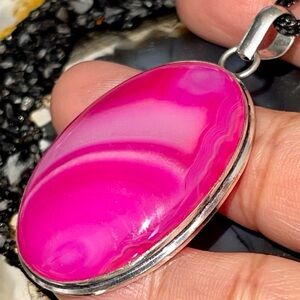 Pink Botswana Agate Pendant 2 1/4”